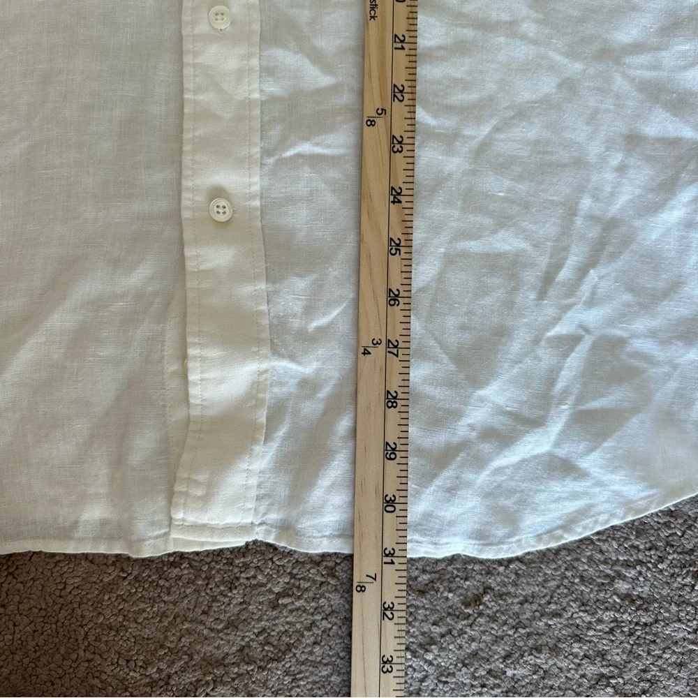 Faconnable 100% Linen Button Down Shirt Mens L Cream Resort Summer - Picture 6 of 10